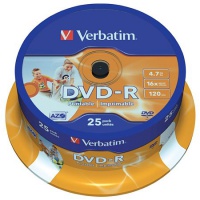 DVD-R Verbatim, 4.7GB 16x, Cakebox 25 Stk. bedruckbar