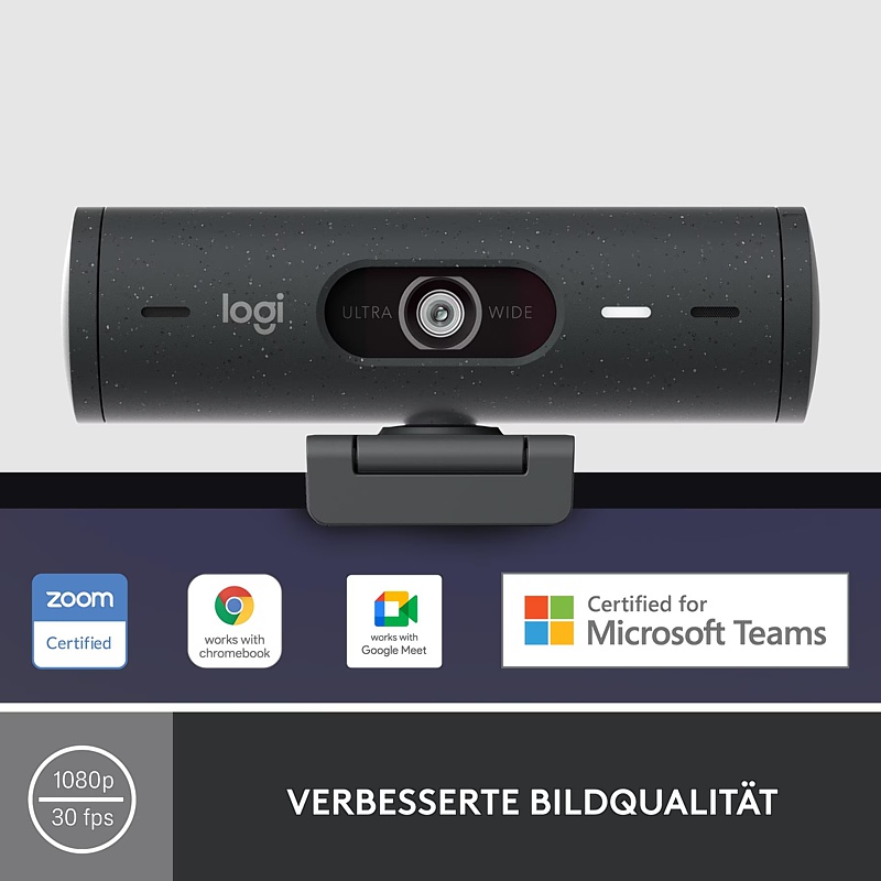 Webcam Logitech Brio 500, schwarz