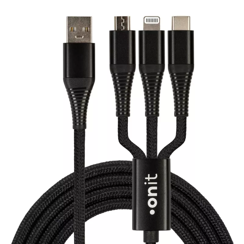 Multikabel USB, USB-A Stecker zu Lightning/Micro-USB B/USB-C Stecker, 0.2m