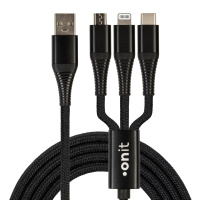 USB-Multikabel, USB A zu Lightning/micro-USB B/USB-C, onit, 1m
