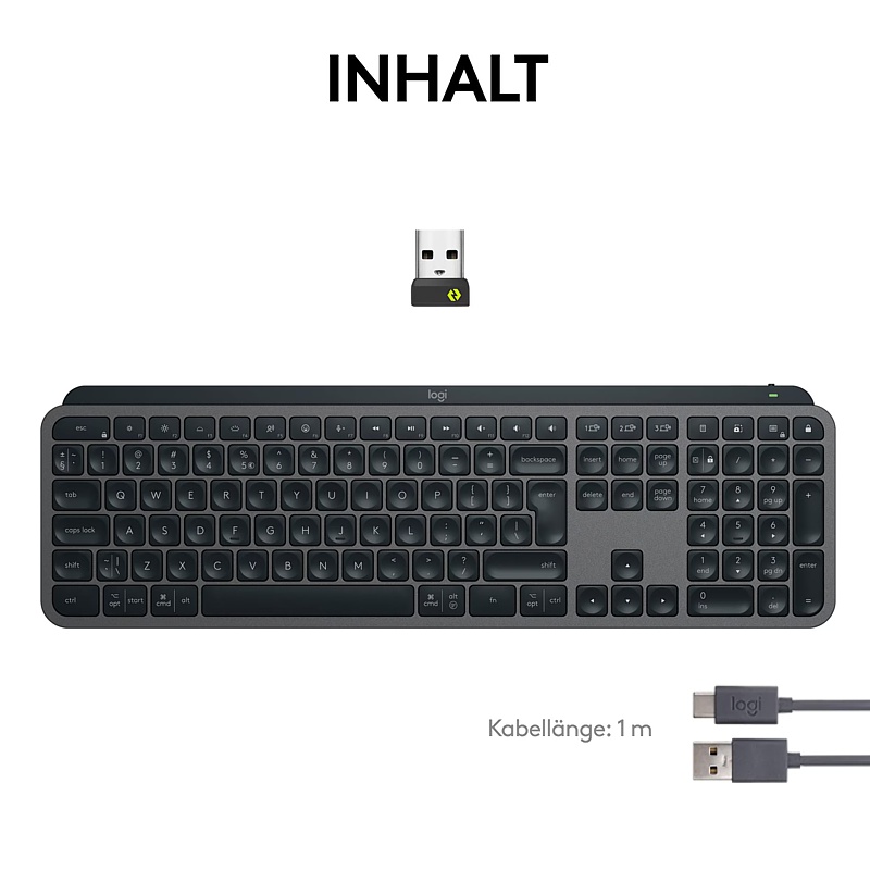 Tastatur Logitech MX Keys Plus S mit Handgelenkauflage, CH