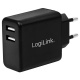 Wandladegert, LogiLink, 2x USB (Tpy-A), 12W black