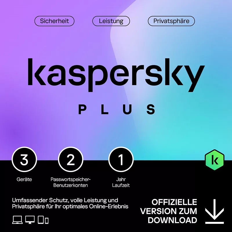 Kaspersky Plus, 1 Jahr, 3 Ger�te