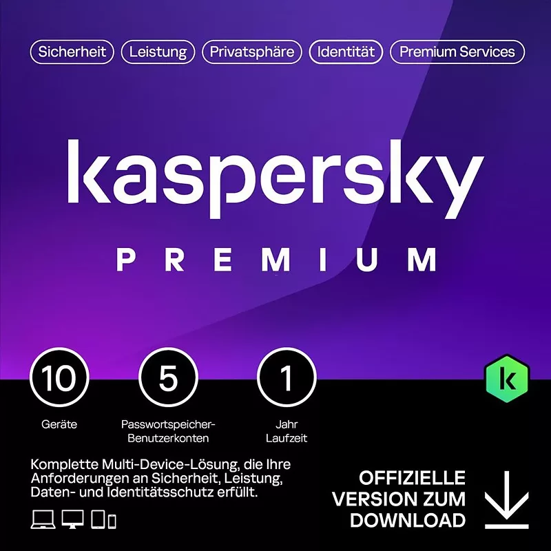 Kaspersky Premium, 1 Jahr, 10 Ger�te