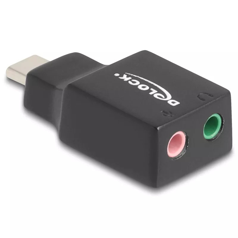 Soundkarte Delock, USB-C Stecker, 2x 3.5mm Buchse