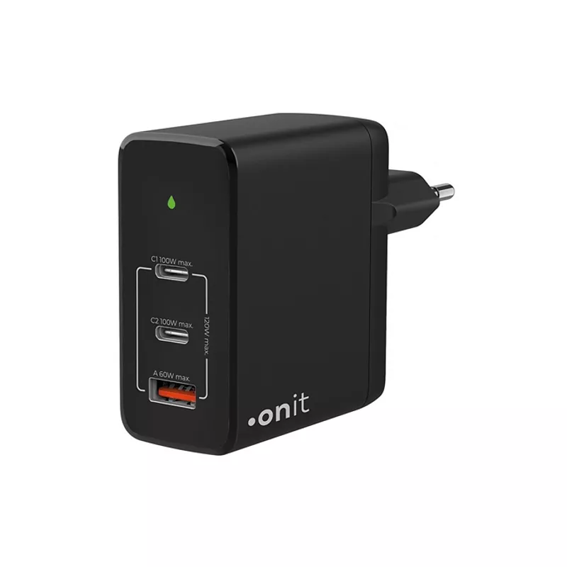 Wandladeger�t, onit, 3x USB (2x Typ-C), QC5.0 GaN, 120W, schwarz