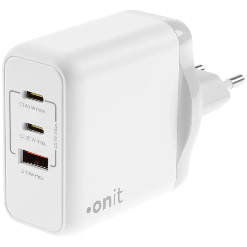 Wandladeger�t, onit, 3x USB (2x Typ-C), QC3 GaN, 65W, weiss