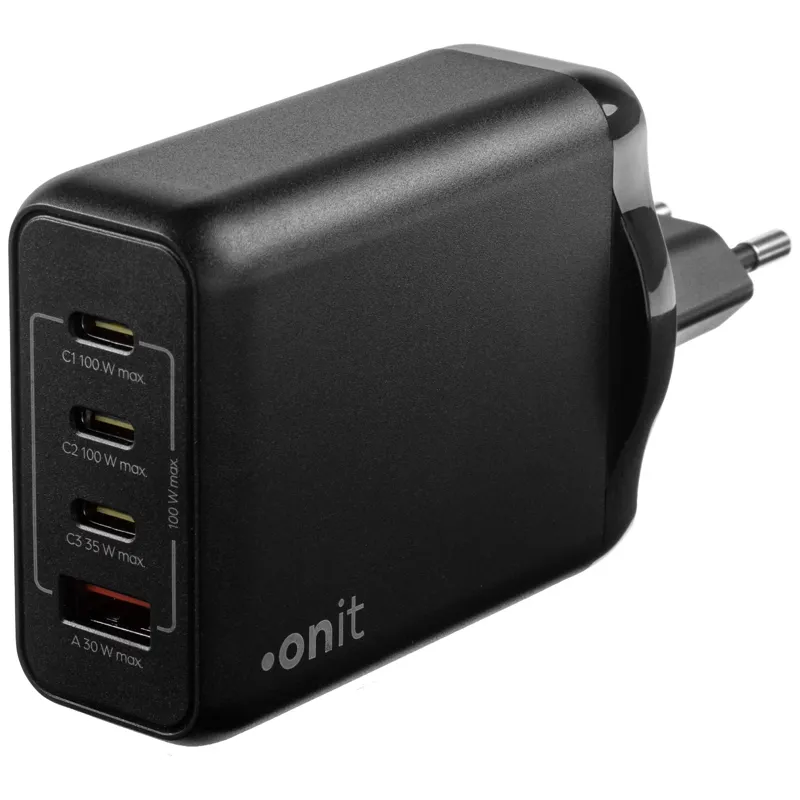 Wandladeger�t, onit, 4x USB (3x Typ-C), QC3 GaN, 100W, schwarz