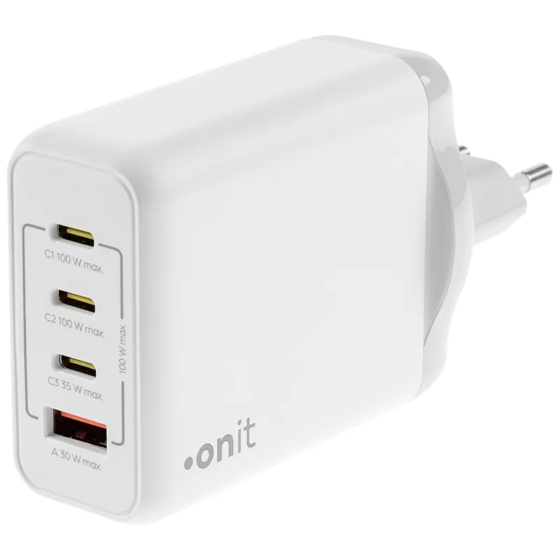 Wandladeger�t, onit, 4x USB (3x Typ-C), QC3 GaN, 100W, weiss
