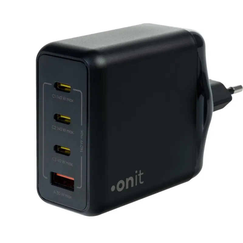 Wandladeger�t, onit, 4x USB (3x Typ-C), QC3 GaN, 140W, schwarz