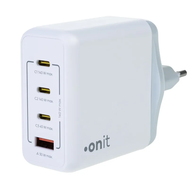 Wandladeger�t, onit, 4x USB (3x Typ-C), QC3 GaN, 140W, weiss