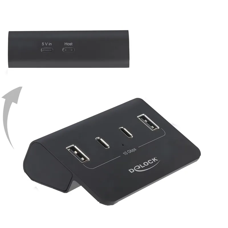 USB3-Hub (Typ-C+A), Delock, 2x Typ-C/10G + 2x Typ-A/10G