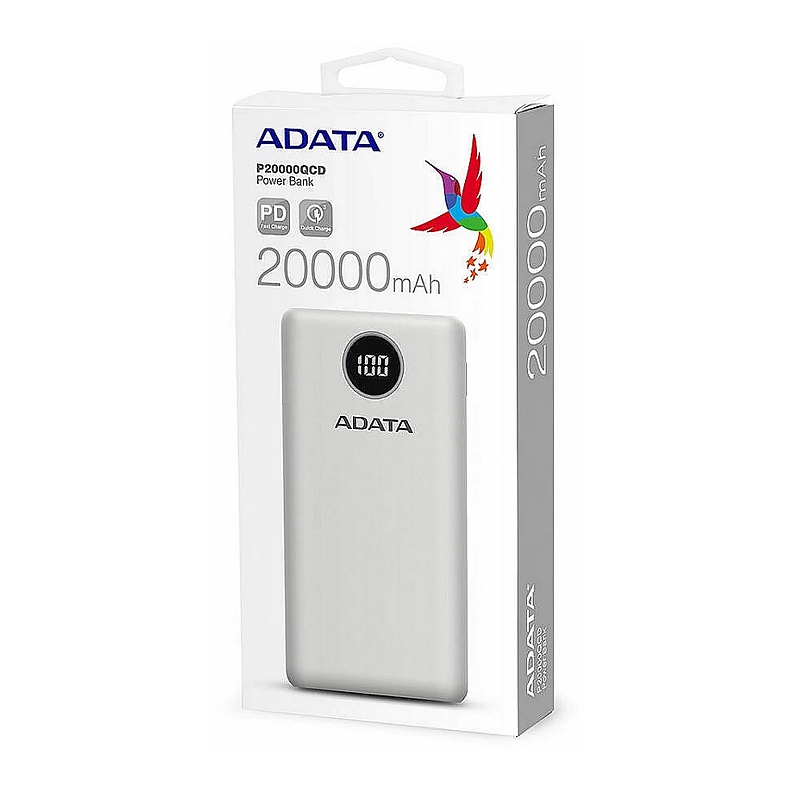 Powerbank 20000mAh, ADATA P20000QCD, weiss USB-C