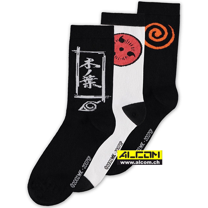 Socken: Naruto Shippuden - Sasuke (3er Pack, passt zu Grösse 39-42)