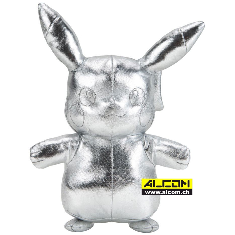 Figur: Pokémon Pikachu 25.Jubiläum Silber Version, Plüsch (30 cm)