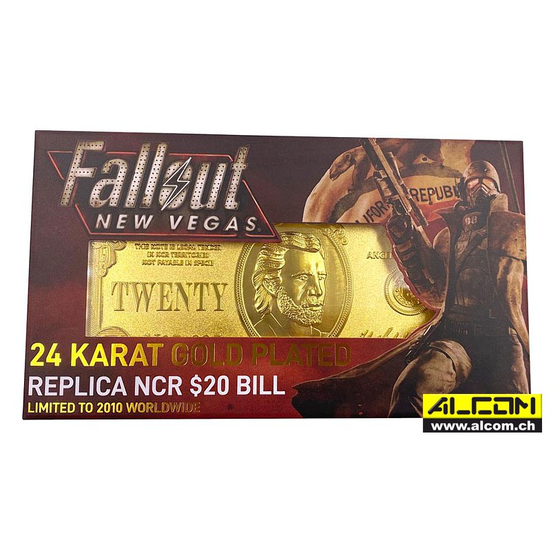 Replik: Fallout New Vegas - New California Republik 20 Doll.Bill vergoldet