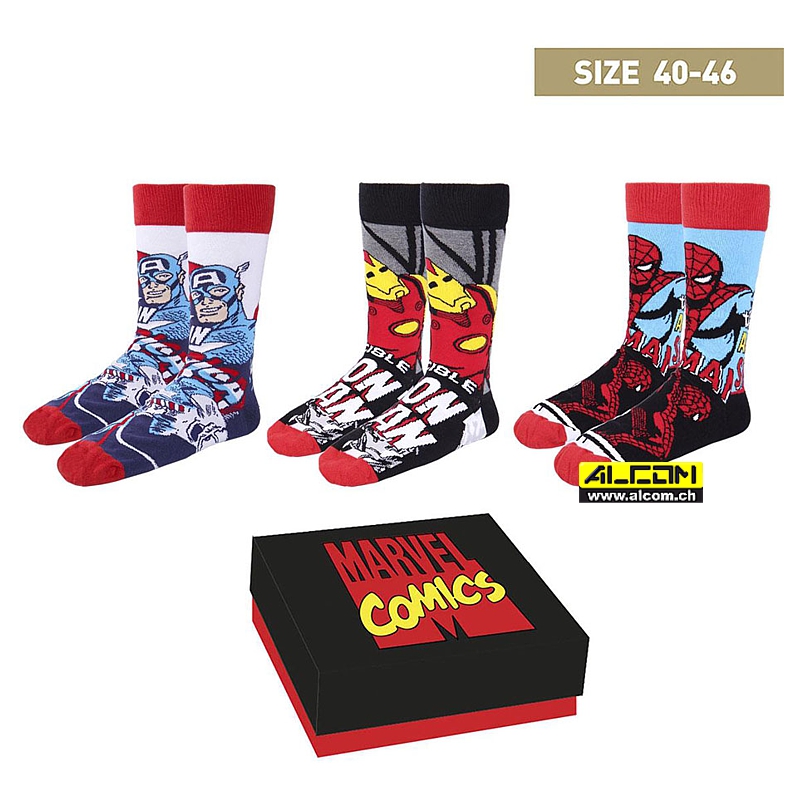 Socken: Marvel (3er Pack, passt zu Grösse 40-46)